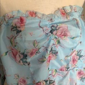 Baby blue floral off shoulder